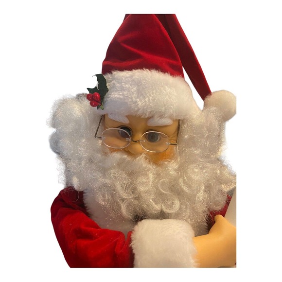 Vintage Animated Santa Claus 24” Figure Holding Candle Works - Picture 5 of 10